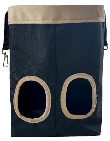 drburpily Kaninchen Futtertasche, zum Aufhängen, Heu Futtertrog, Grastasche, mobiler Futterspender aus Segeltuch für Meerschweinchen, kleine Tiere, Schwarz