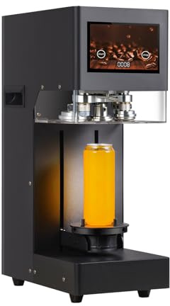 ABUKE Commercial Soda Can Sealer, Automatic Can Sealer Machine for Aluminum & Plastic Cans - Touch Screen Operation, No Need Cup Mat, Auto-Detect Height, Black
