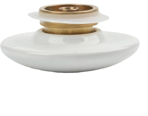 Tappo di scarico per lavabo in ceramica bianca, con pulsante a pressione, in porcellana e ottone, chiusura click clack per lavandino da bagno, copertura per lavabo nero (bianco)