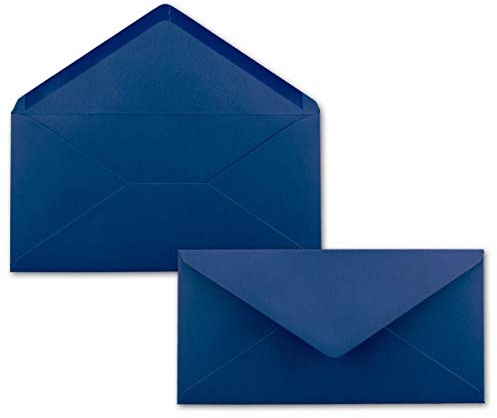 50 Brief-Umschläge Dunkel-Blau/Nachtblau DIN Lang - 110 x 220 mm (11 x 22 cm) - Nassklebung ohne Fenster - Ideal für Einladungs-Karten - Serie FarbenFroh