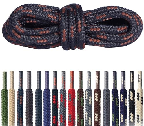 Mountval – Skosnören för Vandring och Trekking – Runda Slitstarka Polyester Snören – Rivtåliga – 6 Längder, 17 Färger