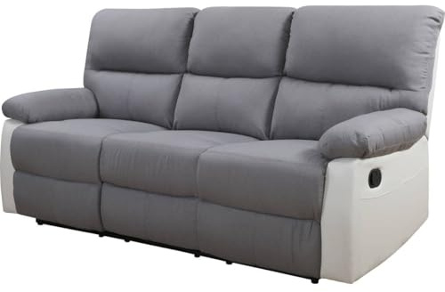 Habitat et Jardin Sofá reclinable 3 plazas Lincoln - Blanco/Gris Claro