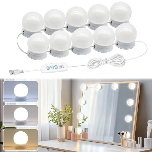 Pretmess LED Vanity Lights for Mirror, Hollywood Style, 10 Dimmable Bulbs