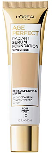 L'Oreal Paris Age Perfect Radiant Serum Foundation with SPF 50, Rose Ivory, 1 oz
