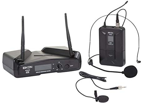 PROEL EIKON WM300H - Radiomicrofono UHF Wireless Professionale con ricevitore + trasmettitore ad Archetto o Pulce, Nero