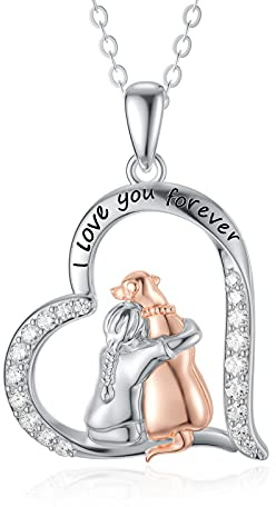 LONAGO Collana Cane per Ragazza 925 Sterline D'argento Ti Amerò per Sempre Memoriale del Cane Pendente Collana Gioielleria