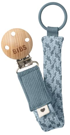 BIBS Paci Braid. Schnullerkette. Bio-Baumwolle. Dänisches Design, Einheitsgröße (0-36 Monate), Petrol/Baby Blue