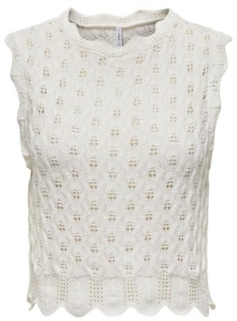 ONLY Damen Onlluna Life Sl O-Neck Nca KNT Tanktop, Cloud Dancer, S EU