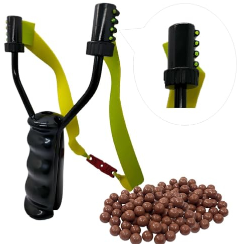 Luoyer® Zwille Steinschleuder Profi für Jagd Slingshot Schleuder Set mit Gummiband mit Seitlicher Zielhilfe Sportschleuder Katapult für Erwachsener Outdoor inkl Tonkugeln (Flachgummi)