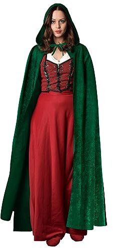 AOOWU Vuxen Huvkappa, Unisex Vändbar Svart Röd Huvkappa, Vampire Cape Häxkappa, Vuxen Fancy Dress Kostym för Halloween Julfest Carnival Cosplay