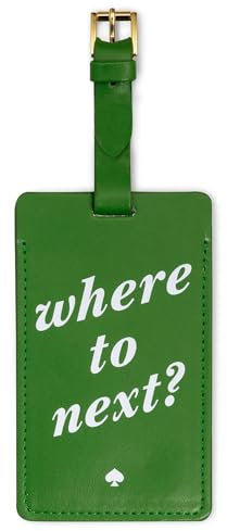 Kate Spade New York Vegan Leather Luggage Tag for Women, Durable Suitcase ID Tag, Where to Next