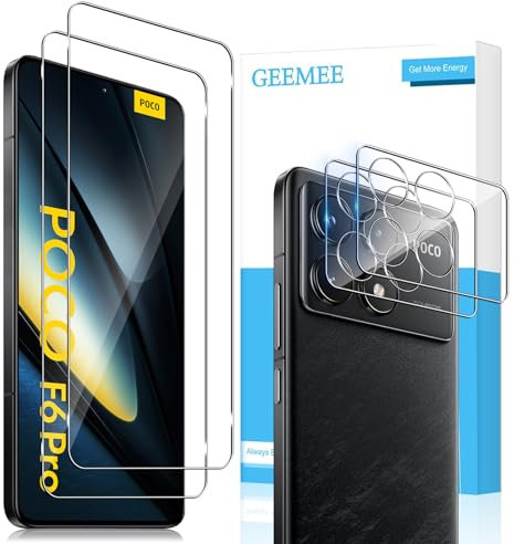GEEMEE per Xiaomi Poco F6 PRO Pellicola Vetro Temperato + Fotocamera Vetro temperato, 2+2 Pezzi 9H Protezione Schermo, Anti Graffi HD Protettiva Screen Protector