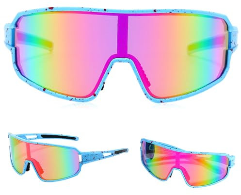 Sportbrille Fahrradbrille Sonnenbrille, Polarisiert Sportbrille Fahrradbrille,Schutzbrille Sonnenbrille Anti-Uv Sportbrille Rennrad Brille Kinder Baseball Fahren Sport MTB Biking Ski 7-14 Jahre