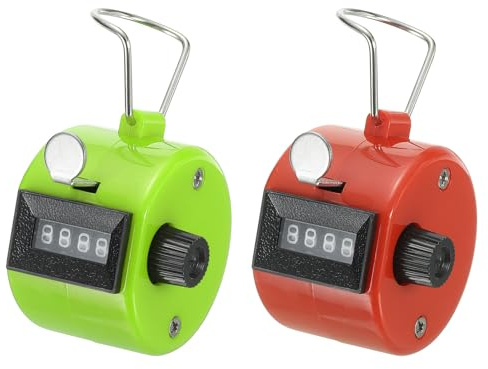 PATIKIL Compteur Clics, 2 Pièces 4 Chiffres Compteur Clics Manuel Mécanique Portable pour Coaching Tricot, Golf, Tours, Pêche, Vert-Rouge