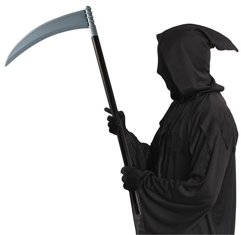 Grim Reaper Scythe - Pack of 2-28/70cm Long 3-Piece Plastic Scythe - Spooky Halloween Fancy Dress Accessory