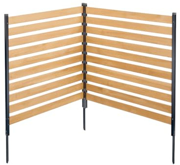 VEVOR Wood Privacy Fence, 38 W x 42 L, 2-Panel Slatted Air Conditioner Fence Screen, Pool Equipment Enclosure with Metal Stakes, Easy DIY Installation, Outdoor Trash Can Hider for Garden Decoration