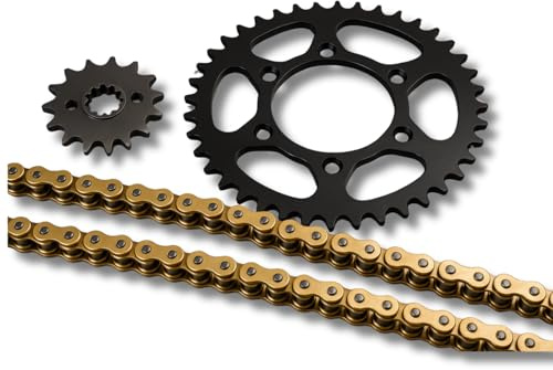 RIDE AND CUSTOM - Kit de cadena con piñón reforzado RK compatible con Yamaha SR SE 250 1979-1984 16X45 corona de acero