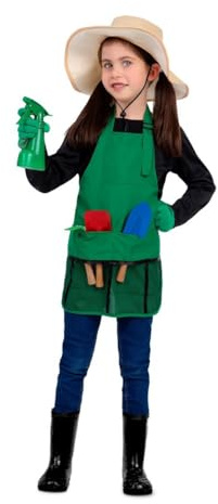 My Other Me - Disfraz Jardinero infantil unisex, talla 3-5 años. Incluye sombrero beige, delantal verde con bolsillos, pala, rastrillo, paleta, guantes y regadera. Cultiva grandes aventuras.
