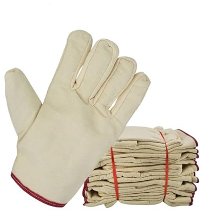 10 pares de guantes trabajo seguridad for soldadura lona con forro grueso, resistentes al desgaste y antideslizantes, manejo construcción Industrial