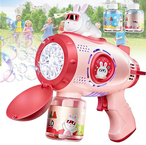 NXPZ Pistola Bolle di Sapone, Macchina per Bolle Automatica per Bambini, 10000+ Bolle al Minuto, Giocattolo Pistola per Bolle Ricaricabile per Matrimonio, Compleanno, Festa, Pasqua (Rose)