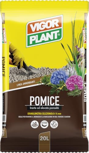Pietra Pomice Vulcanica 20L | Granulometria 8-14 mm | Inerte Naturale per Piante, Drenaggio Terriccio, Aerazione Radici, Vasi, Fioriere, Aiuole e Pacciamatura Decorativa