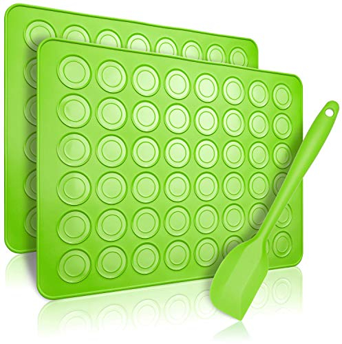 Belmalia 2x Stampi in Silicone Macarons per Perfetti Macaron | Stampo Antiaderente in Silicone + Raschietto | Verde