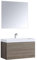 StoneArt Badmöbel-Set mit Mineralguss Waschbecken und Unterschrank und LED Spiegel Touch-Sensor Waschtisch als Einzel- oder Doppelwaschbecken Brugge BU-0901 Eiche hell 90cm