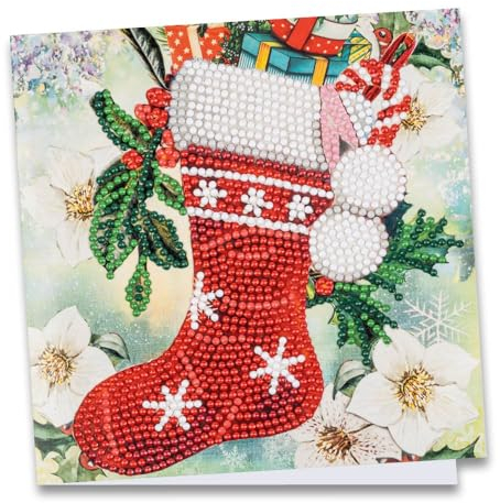 Ideen mit Herz - Carte de vœux - 16 x 16 cm - 370 g/m² - Idéale pour la peinture diamant Avec enveloppe et accessoire - Motif botte de Saint-Nicolas