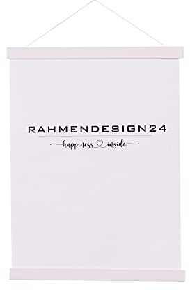 Rahmendesign24 Magnetische Posterschiene 61cm A1 Weiß (matt) Posterleiste Posterrahmen Posterhänger Holz