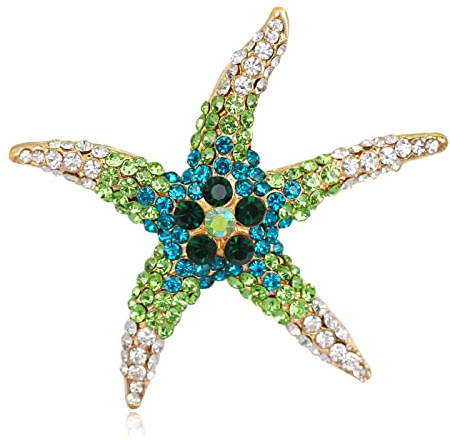 JINZIJINYU Broche Bijoux Femme Broche Étoile De Mer Diamant Romantique Broche Étoile De Mer Boucle Châle Vert