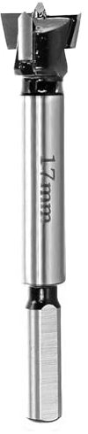 Akylin Forstner Drill Bit 17mm - Carbide Tipped Forstner Bit - Hex Shank Wood Hinge Drilling Hole Saw Cutter, for Auger Opener, Drilling Boring Bit
