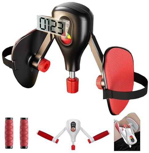 Fractilian Upgraded 15-77LB Verstellbarer 2 IN 1 Oberschenkeltrainer Armtrainer Beckenbodentrainer Oberschenkel Innenseite Kegel Trainer, Widerstandsanzeige(Color:Schwarz)