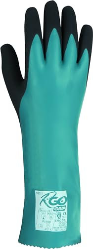 Ergos Gants De Protection Chimique | 6 Paires | Protège Contre Les Risques Chimiques Type B | Grip Supérieur R'Go Grip | Étanche | Taille 8-11 | Turquoise/Noir | Certifié CE