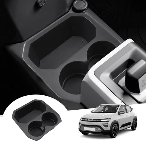 [Facelift 2025] GAFAT Dacia Spring Electric EV 2025 2026 Centre Console Storage Box, Dacia Spring 2025 Organiser Tray Bottom Centre Console with 2 Drink Holders, Dacia Spring Accessories