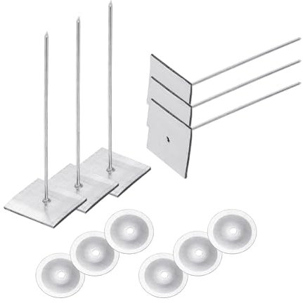 PATIKIL 70mm Self Stick Insulation Pins, 100Sets 0.95in Washers Aluminum Insulation Hangers Cap Round Washers for Foam Board Wall Floor Ceiling