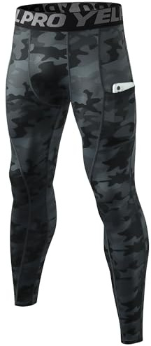 Yuerlian Men's Compression Leggings Running Cool Dry Tights with Pockets
