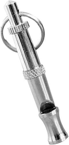 JIzian Stainless Steel Pets Whistle Adjustable Pet Training Sound Control Puppy Bark Whistles with Suspendable Key Chain Dogs Training and Behavior Aid Supplies