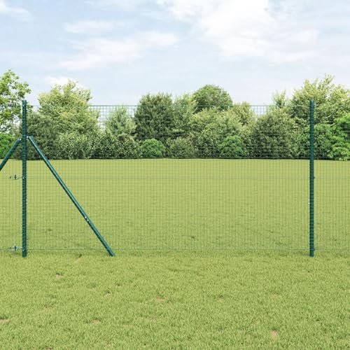 Snsowed Recinzione in Filo Saldato con 7 Pali Verde 1,2x10 m Acciaio,Reti di Acciaio zincato,Recinzione in Filo-3351697