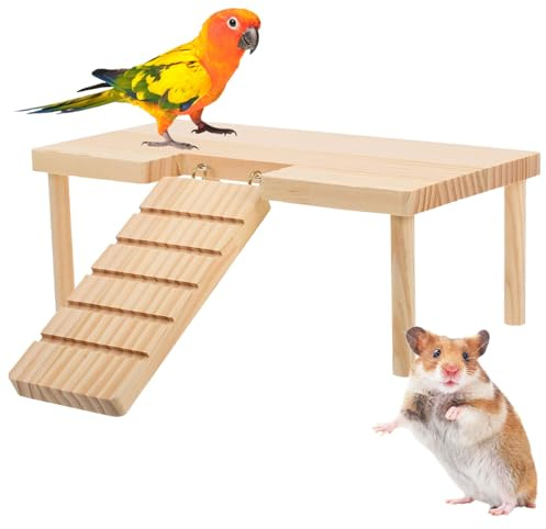 Persiiious Piattaforma di criceto per arrampicata con ponte Ladder Bridge, criceti, piattaforma per arrampicata porcellini d'India, per roditori, arrampicata e giochi, antistress e cura dentale