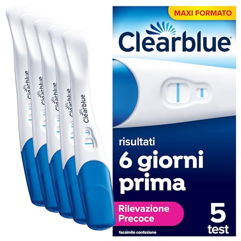 Test di gravidanza Clearblue, Rilevazione Ultra Precoce (10 mUI/ml) Maxiformato, Risultati 6 giorni prima, Risultati accurati al 99%, 5 test