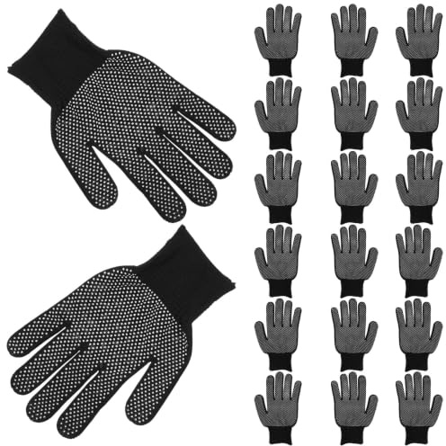SILENRADAWN 10 Par Svart Nylon Arbetsvantar med Halkskyddspunkter Slitstarka och Slitbeständiga Handskar för Packning och Precisionsarbete