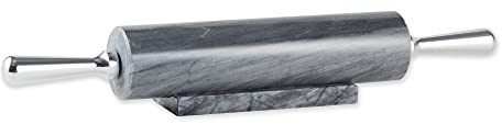 RSVP International Gray Marble Rolling Pin for Baking & Stand, 10 | Designed to Keep Pastry Dough Cold | Fondant, Pie Crust, Cookies, Pastries, Pasta, Pizza Dough, Biscuits