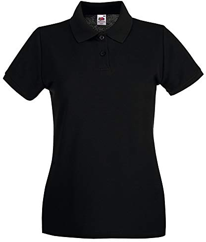 Fruit of the Loom Women's Polo Shirt Short-Sleeve, Womens Men, Black, XX-Large