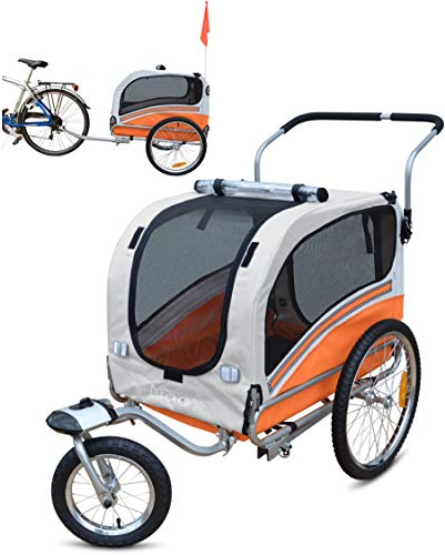 PAPILIOSHOP Argo – Klappbarer Hundeanhänger, Hundewagen und Fahrradanhänger für Hunde in S, M, L, Stabil und Belüftet, Ideal für Tiertransport und Outdoor-Aktivitäten (Orange medium)