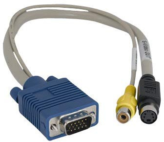 KENTEK 1 Feet FT VGA HD15 15 Pin Male to S-Video Mini DIN4 4 Pin and RCA Video Female M/F PC Video Card to S-Video TV Adapter Extender Cord Cable