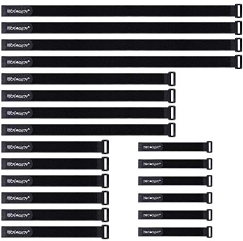 Hook and Loop Cable Straps, Wisdompro [20 Pack](8 12 18 24 Inches) Fastening Cable Ties Adjustable Multipurpose Securing Straps for Cord Management