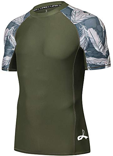 LAFROI Men's Short Sleeve UPF 50+ Baselayer Skins Compression Rash Guard (Leisure, LG)