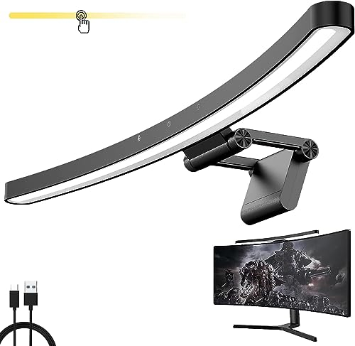 Curved Computer Monitor Lampe, 55CM Light Bar für Monitor, Dimmbare Schreibtischlampe LED Monitorlampe, Anti-blaues & Speicherfunktion, PC Bildschirmlampe Büro Tischlampe Für Curved/Flachbildschirme