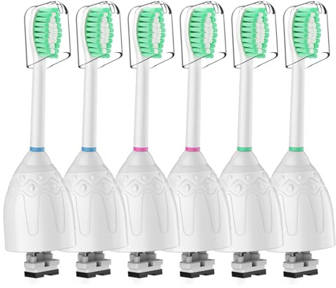 Toothbrush Heads for Philips Sonicare Replacement Brush Heads Medium Soft Dupont Bristles Electric Toothbrush Replacement Heads Fit E-Series Essence Xtreme Elite Advance and CleanCare, 6 Pack
