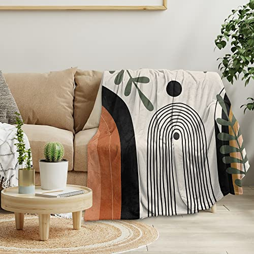 Reateforin Abstrakte moderne Überwurfdecke, Boho, minimalistisch, Mitte des Jahrhunderts, Sonne, ästhetisch, weich, warm, Bettwäsche, Damendecken für Couch, Schlafzimmer, Sofa, Büro, gemütliche